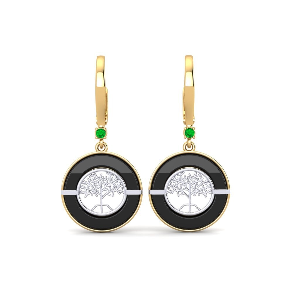 14ct Yellow & White Gold Emerald Women's Earring Pernice
