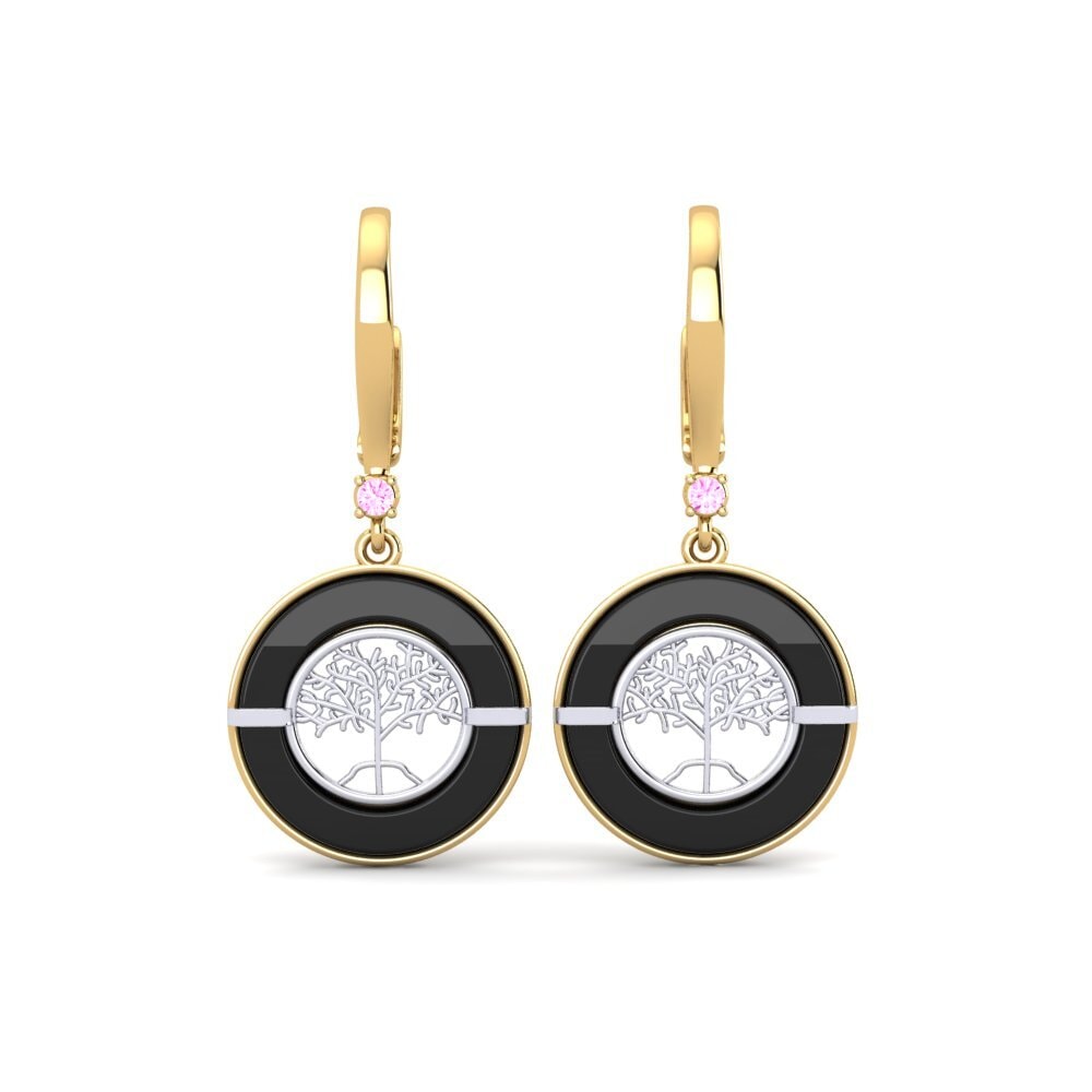 14ct Yellow & White Gold Pink Sapphire Women's Earring Pernice