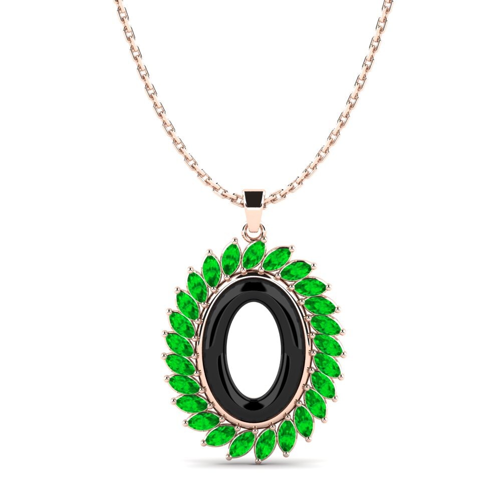9ct Rose Gold Emerald Women's Pendant Pershall