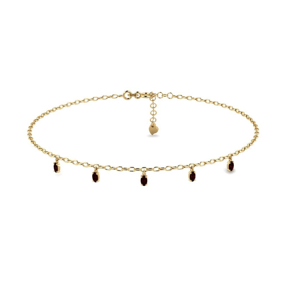 14ct Yellow Gold Garnet Women's Anklet Peta