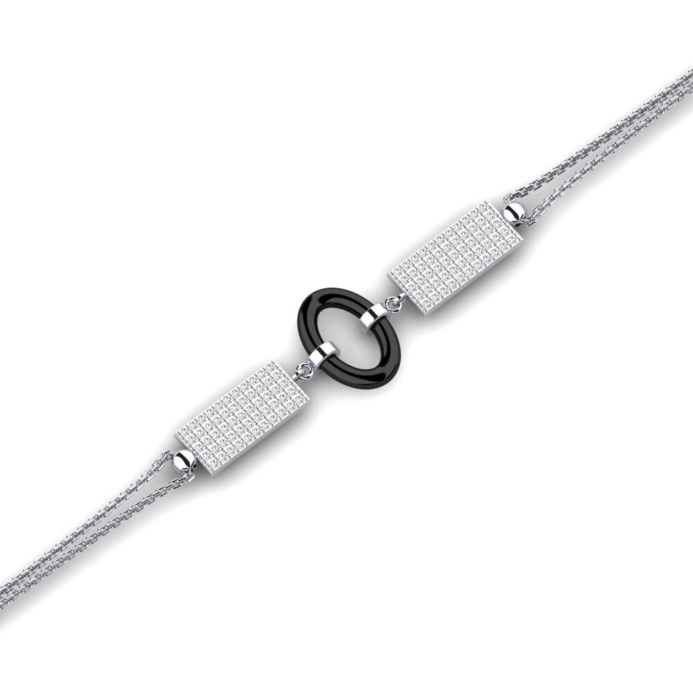 14k Oro Blanco Moissanita Pulsera de Mujer Petrit