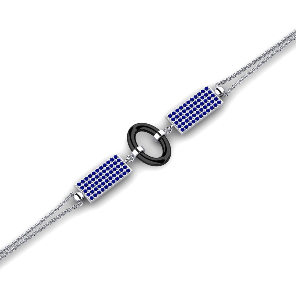 9k Oro blanco Zafiro Pulsera de Mujer Petrit