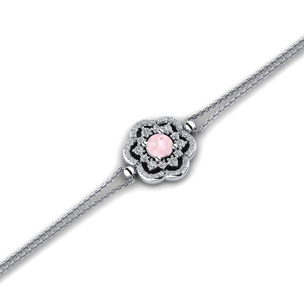 White Silver Rose Quartz Women's Bracelet Petru