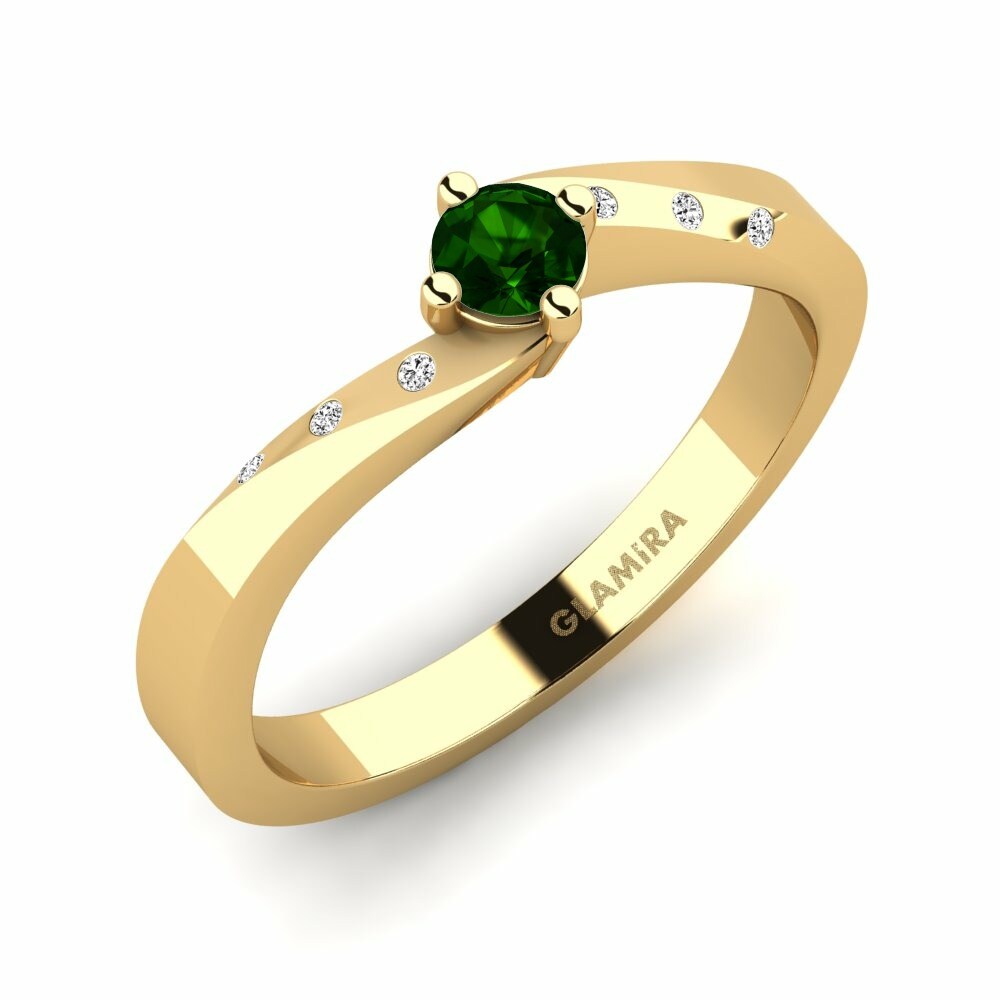 Zeleni turmalin Zaročni prstan Phillipa 0.16 crt
