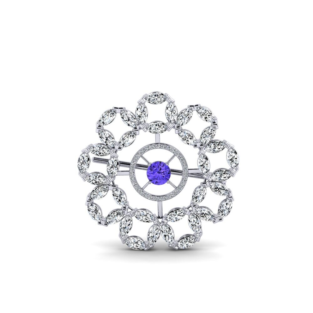 14ct White Gold Tanzanite Brooch Philo