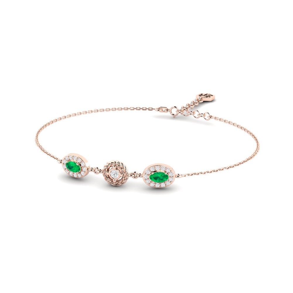 Or rose 14k Émeraude Bracelet pour femme Philotimo