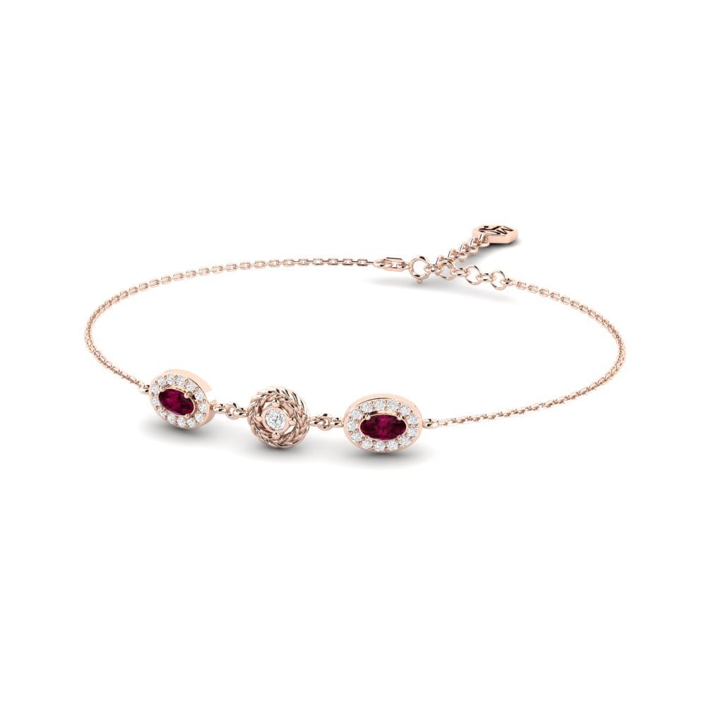 Or rose 14k Grenat de Rhodolite Bracelet pour femme Philotimo