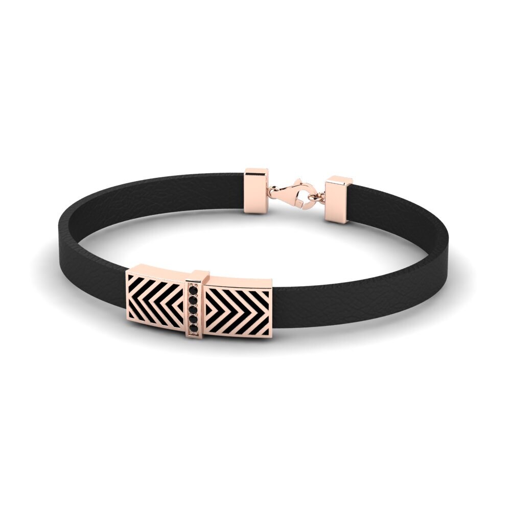9ct Rose Gold Black Diamond Men's Bracelet Phione