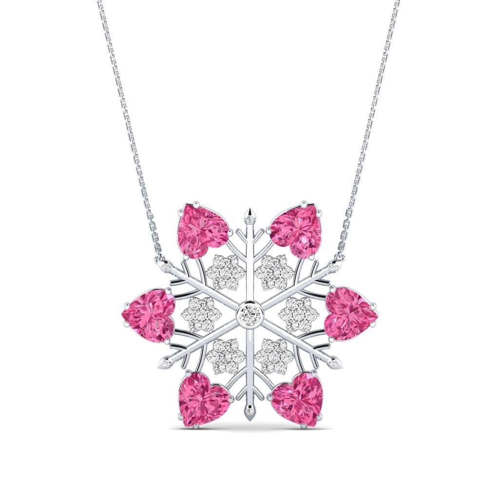 14k Oro Blanco Turmalina rosa Collar de Mujer Phoibe