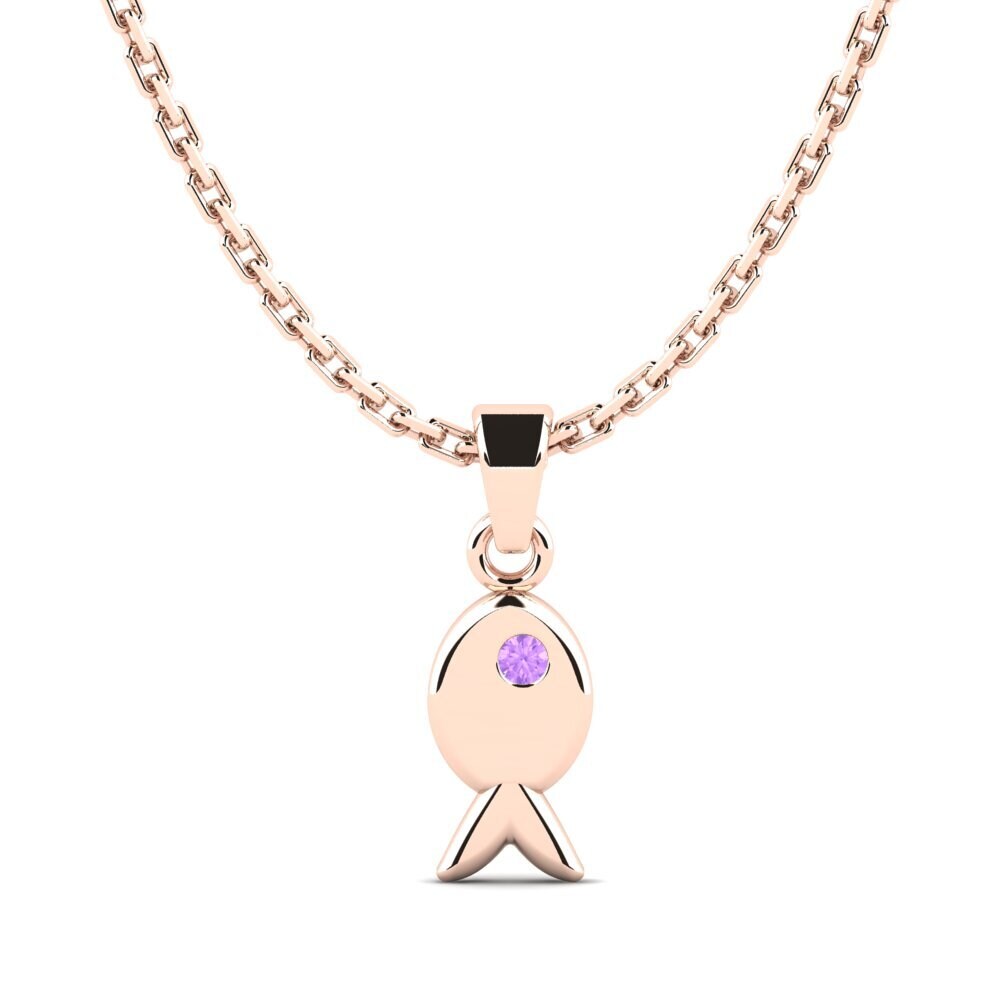 14k Oro Rosa Amatista Colgante para Niño Phule