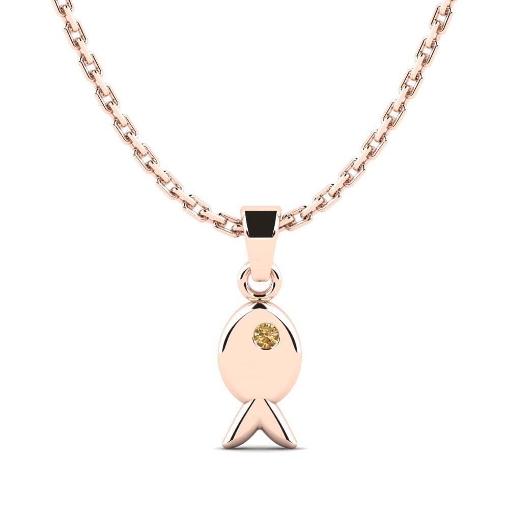 14k Oro Rosa Diamante Marrón Colgante para Niño Phule