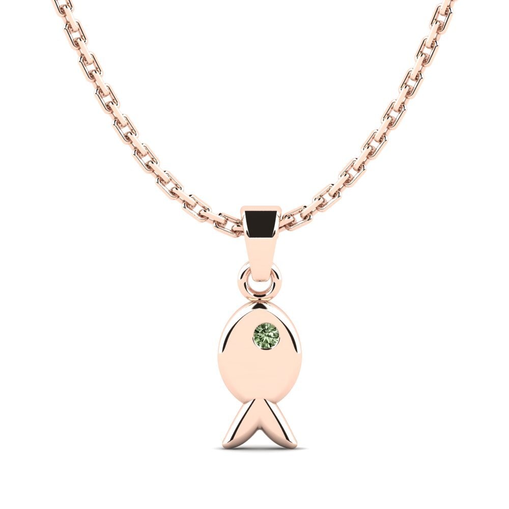 14k Oro Rosa Diamante Verde Colgante para Niño Phule