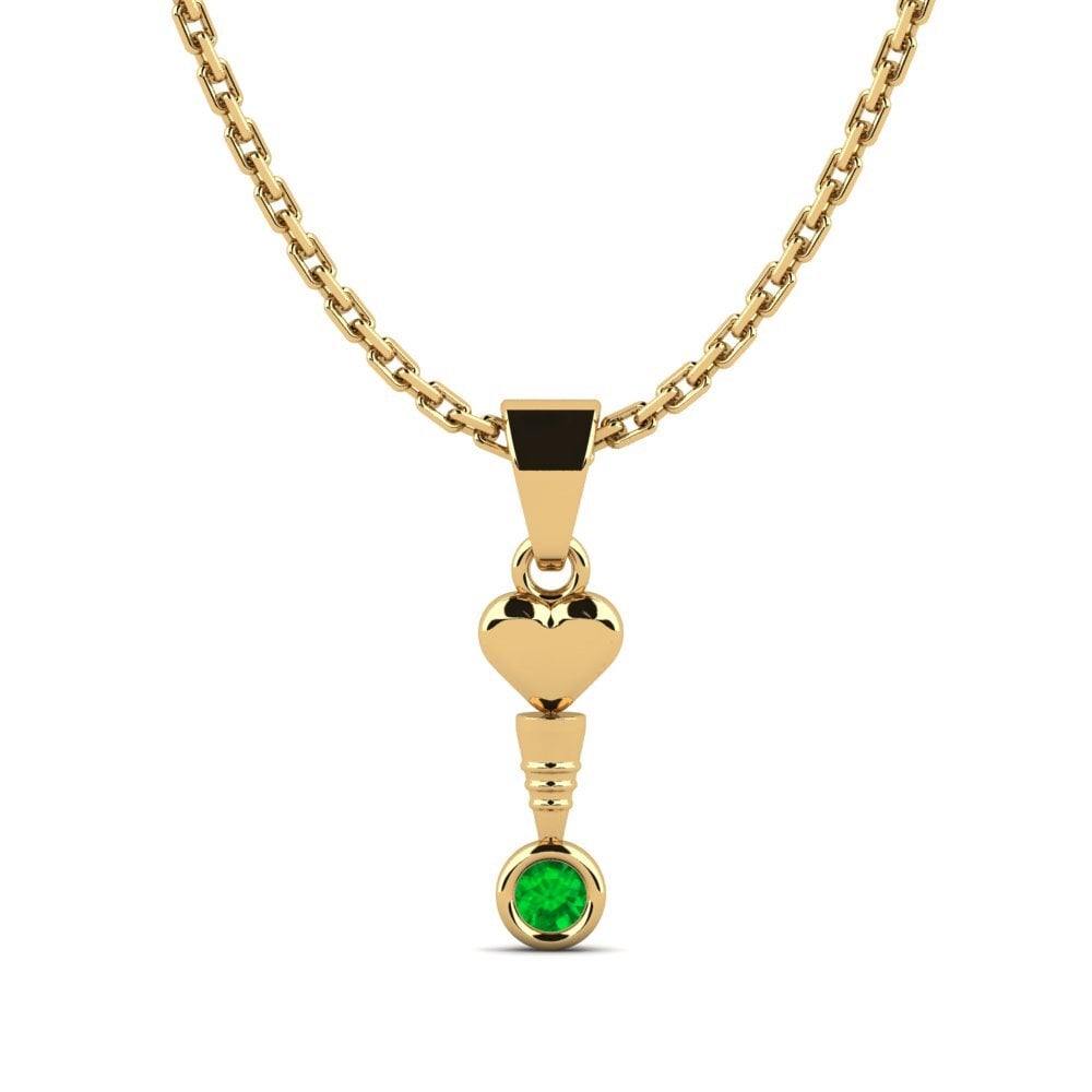 14k Oro Amarillo Esmeralda Colgante de Mujer Phyfer