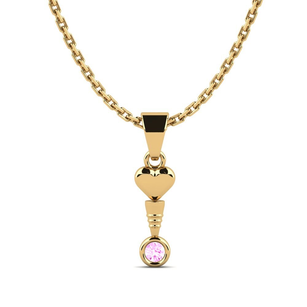 9k Oro Amarillo Zafiro Rosado Colgante de Mujer Phyfer