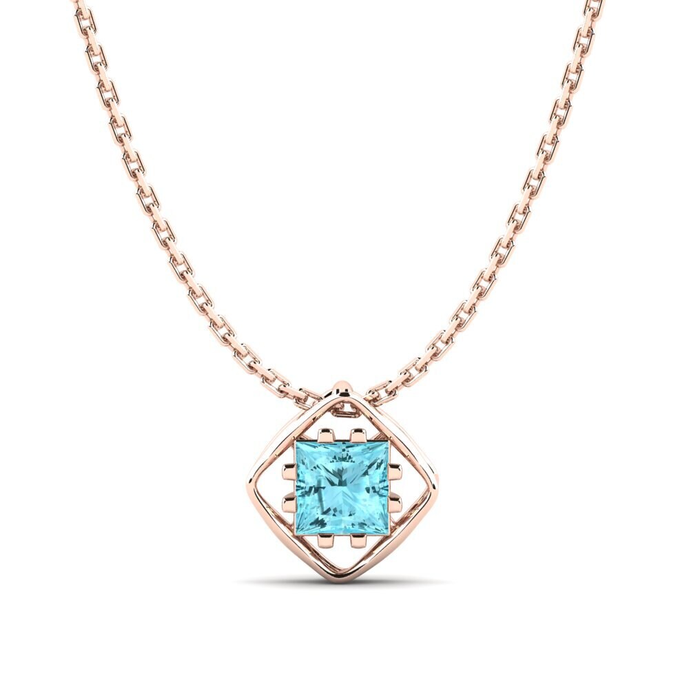 14k Oro Rosa Circón Azul Colgante de Mujer Phymas