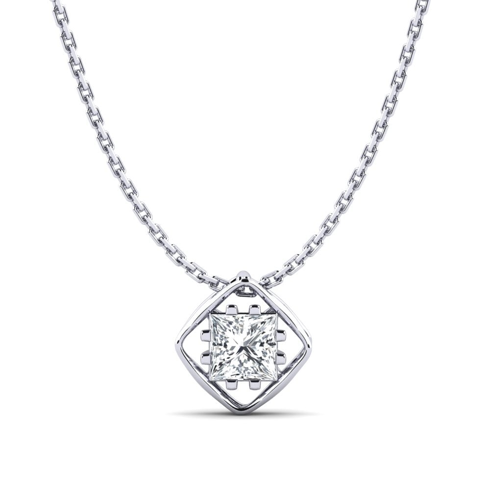 Platino 950 Circón Blanco Colgante de Mujer Phymas