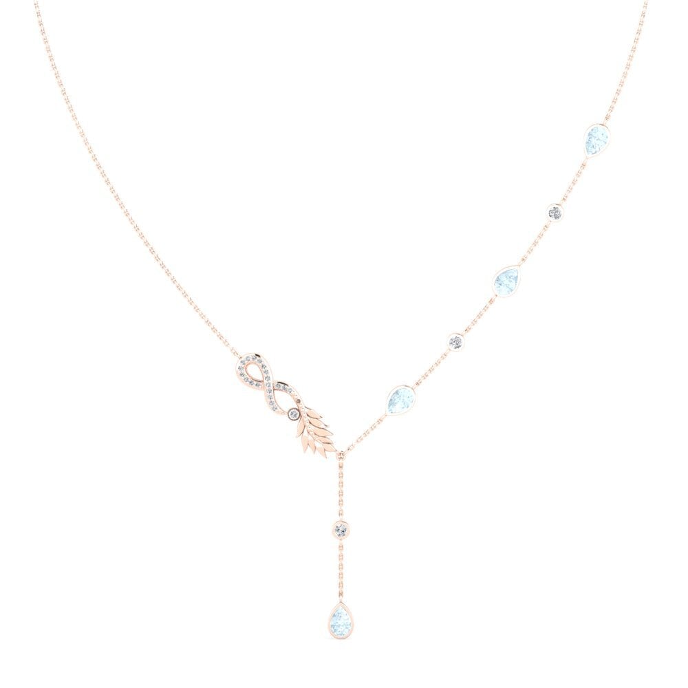 9ct Rose Gold Aquamarine Women's Necklace Piacevale