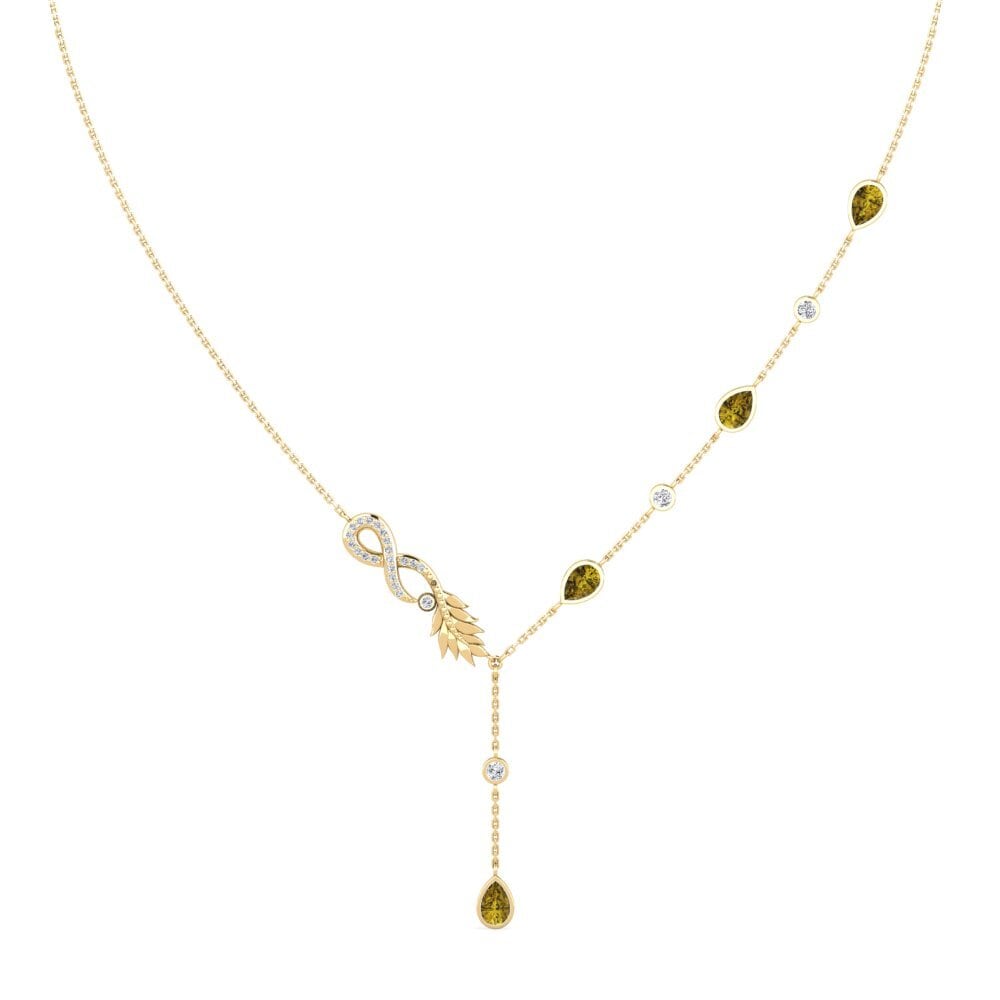 18ct Yellow Gold Brown Zircon Women's Necklace Piacevale