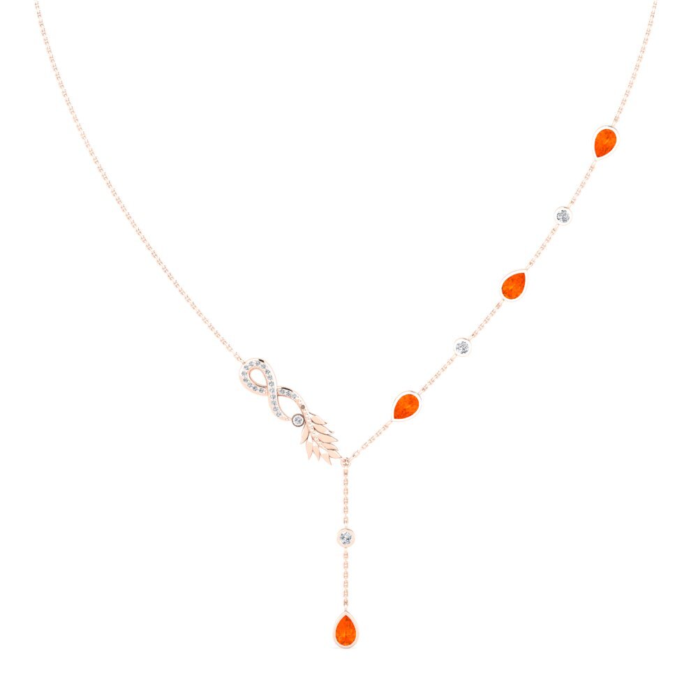 9ct Rose Gold Fire Opal Women's Necklace Piacevale