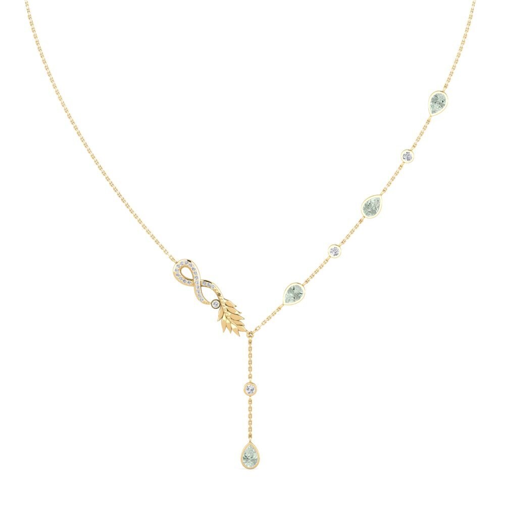 18ct Yellow Gold Green Amethyst Women's Necklace Piacevale