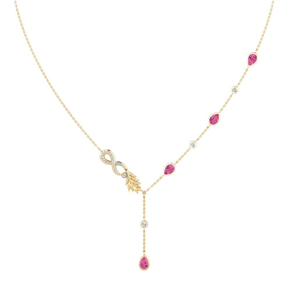 18ct Yellow Gold Pink Tourmaline Women's Necklace Piacevale
