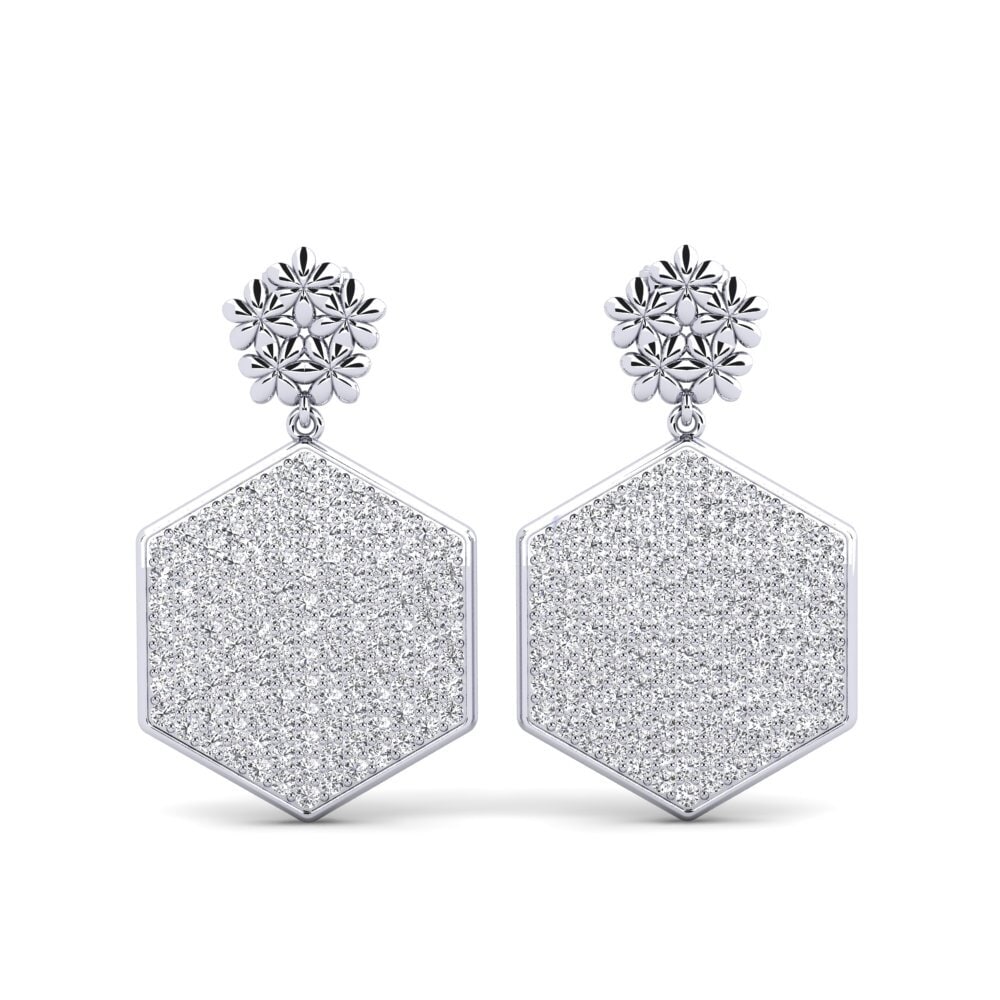 Orecchini pendenti in moissanite, taglio rotondo e a pera in oro 14
