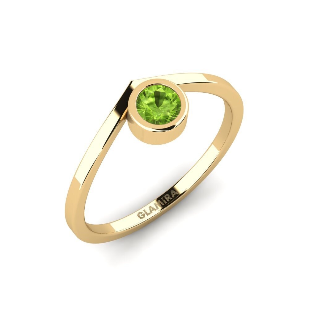 9k Oro Amarillo Peridoto Anillo de compromiso Piblep