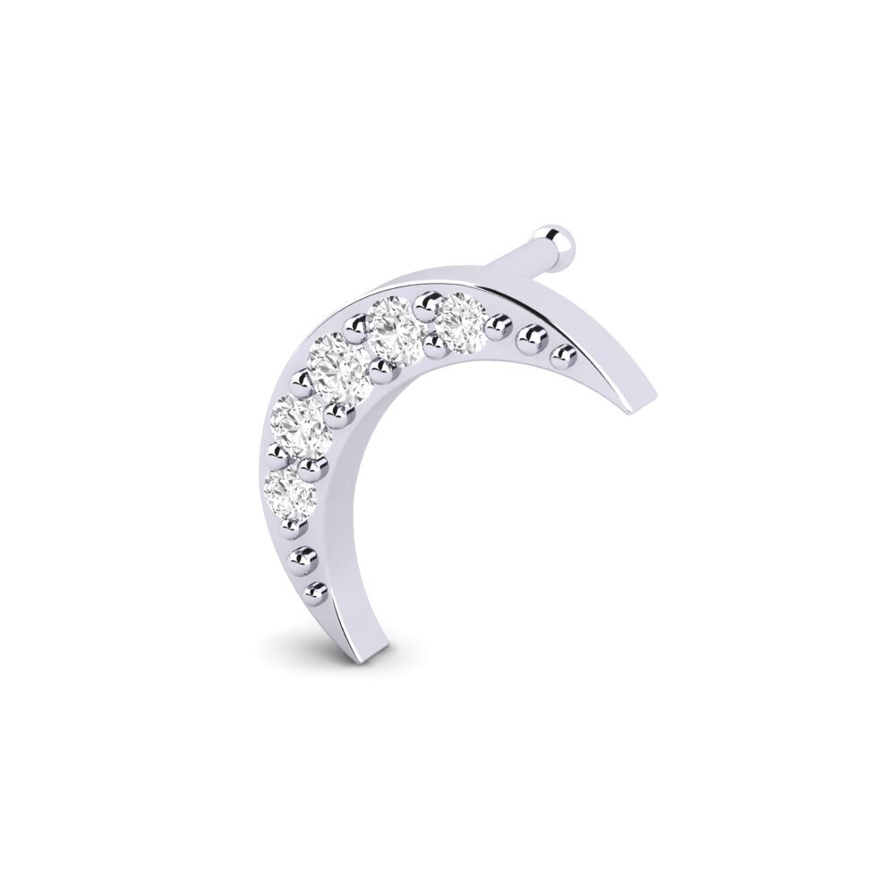 18k Oro Blanco Zafiro blanco Piercing Nariz Picche