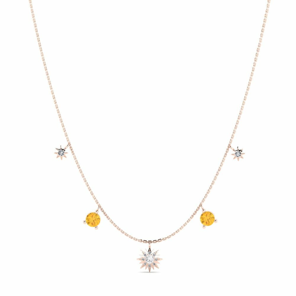 Dây chuyền Vàng Hồng 9K Thạch Anh Vàng Choker