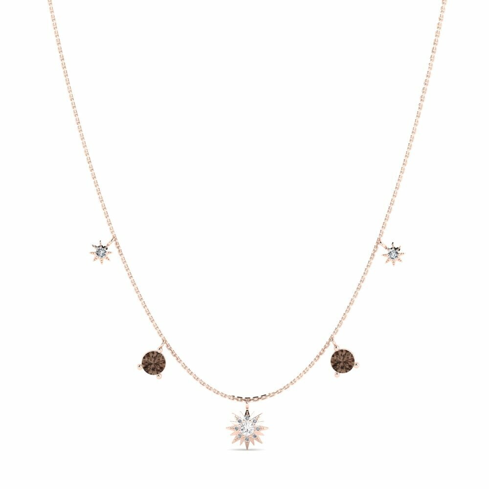 Dây chuyền Vàng Hồng 9K Đá Thạch Anh Khói Choker