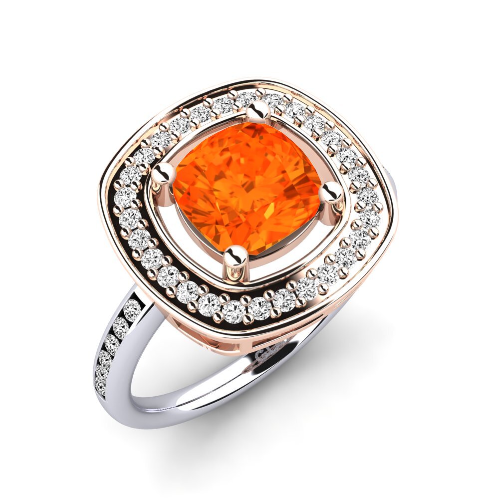 18k Oro Blanco & Rosa Ópalo Fuego Anillo de compromiso Pieretta