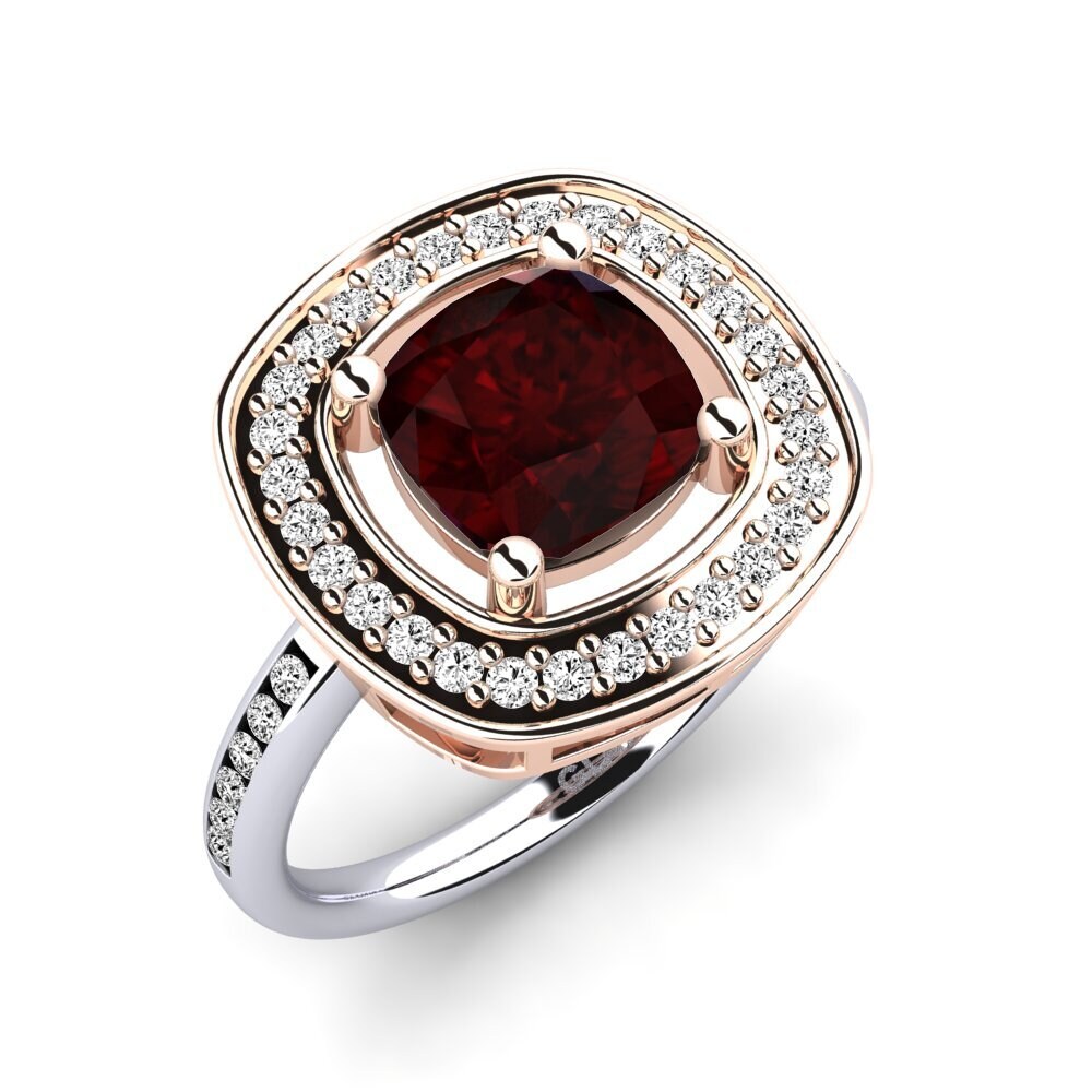 18k Oro Blanco & Rosa Granate Anillo de compromiso Pieretta