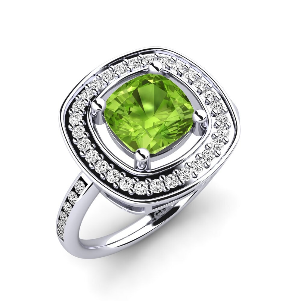 Ouro Branco 18K peridot Anel de Noivado Pieretta