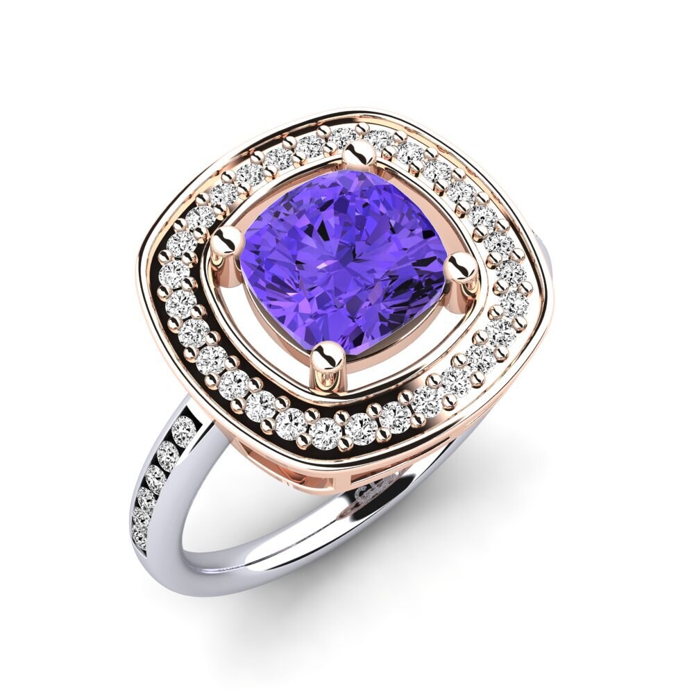 18ct White / Rose Gold Tanzanite Engagement Ring Pieretta