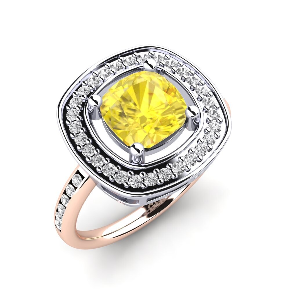 14k Rose & White Gold Yellow Sapphire Engagement Ring Pieretta