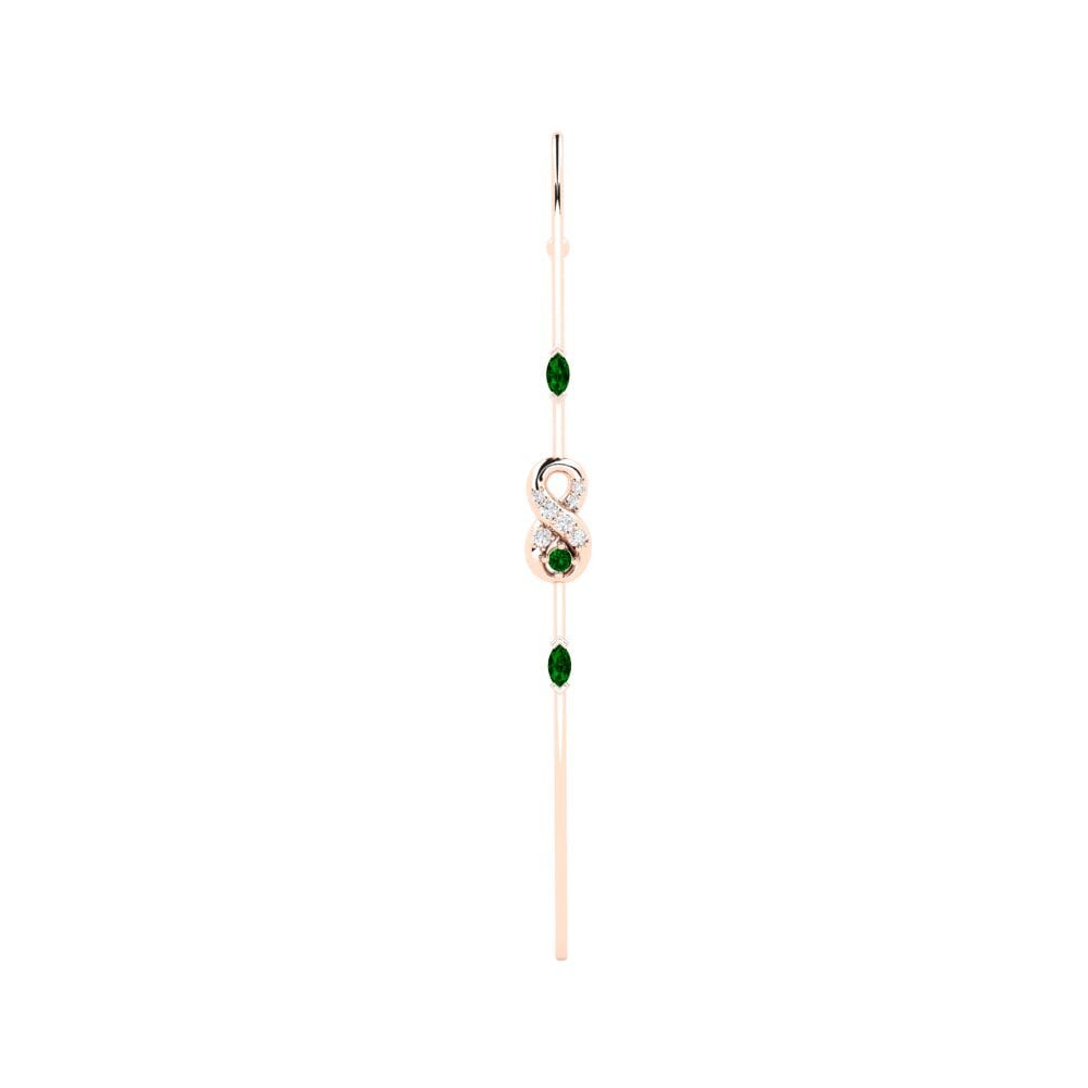 Rotgold 585 Grüner Zirkonia Ohrpiercings Pinkflower