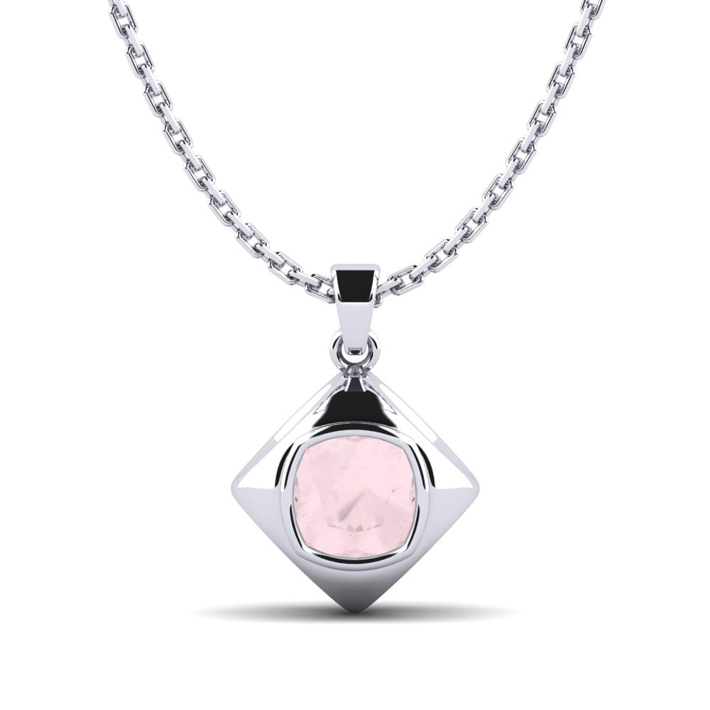 Plata 925 Cuarzo rosa Colgante de Mujer Pioggia