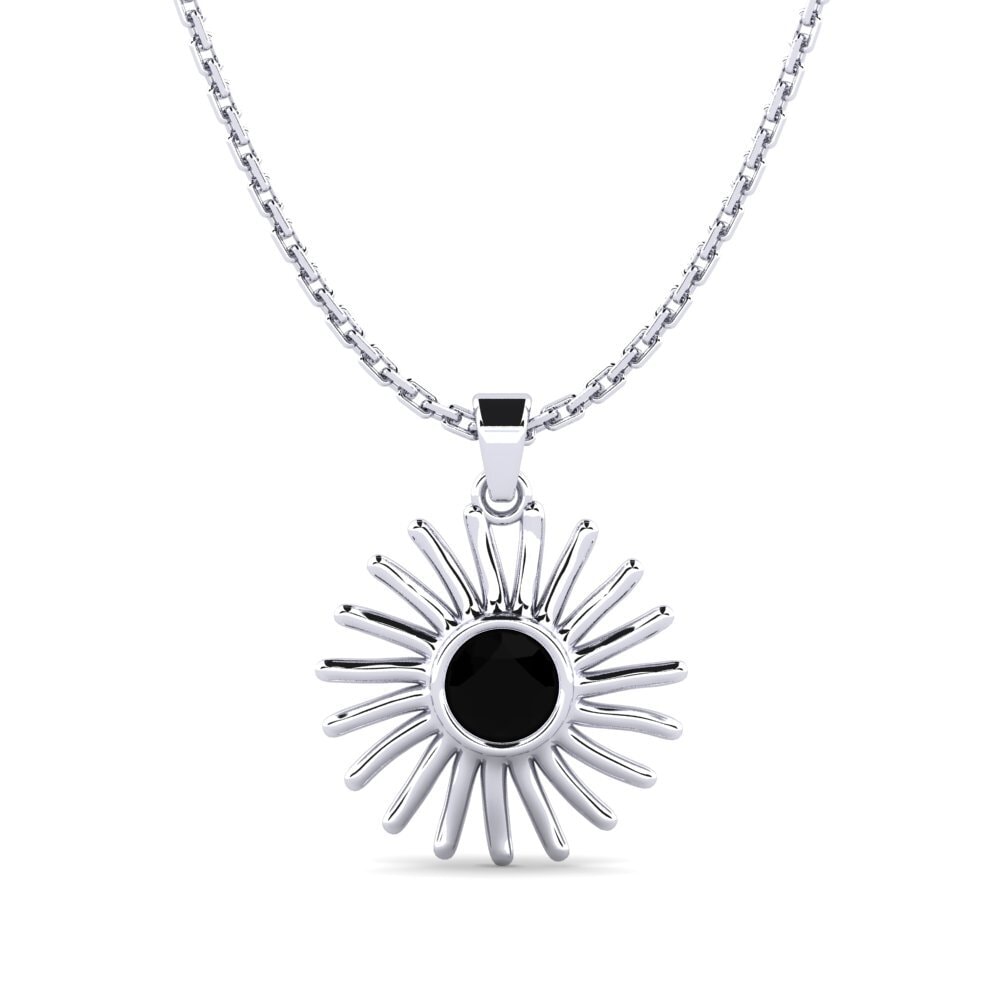 14ct White Gold Black Diamond Women's Pendant Pirouette