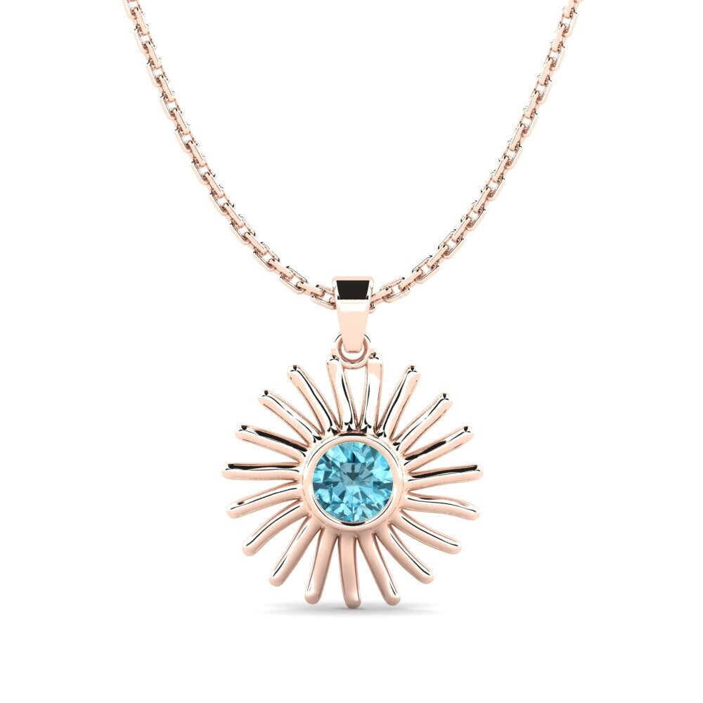 14k Oro Rosa Circón Azul Colgante de Mujer Pirouette