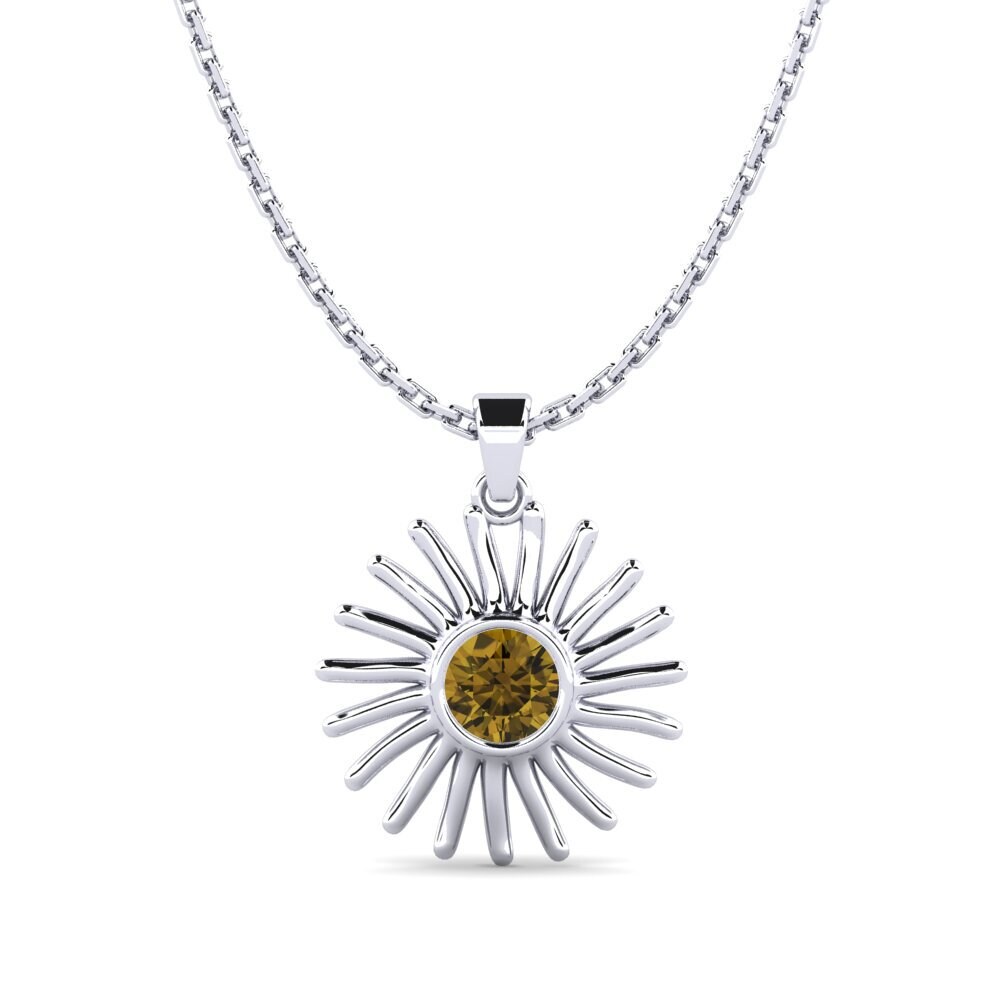Plata 925 Circón Marrón Colgante de Mujer Pirouette