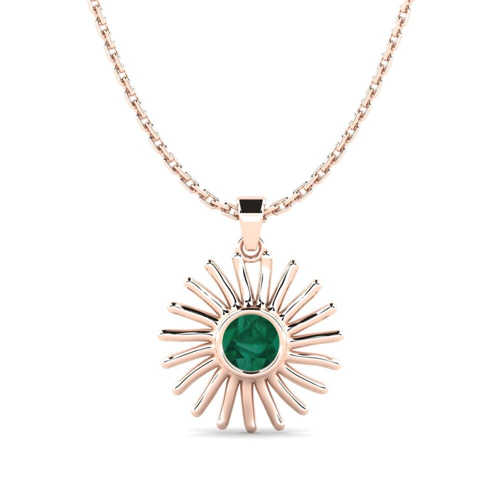 14K Rose Gold Emerald Pendant Pirouette