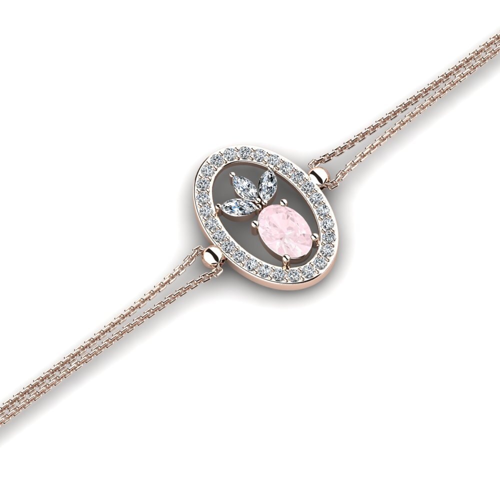 9ct Rose Gold Rose Quartz Women's Bracelet Pisa