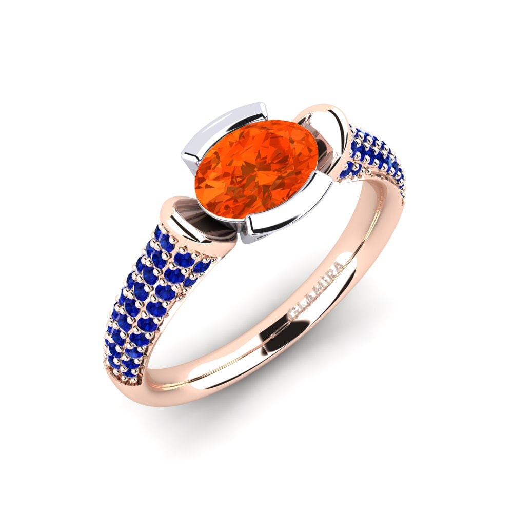 18K Rose & White Gold Fire-Opal Engagement Ring Pitha