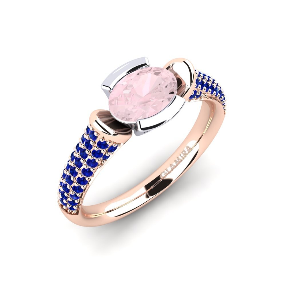 14K Rood & Wit Goud Rozenkwarts Verlovingsring Pitha
