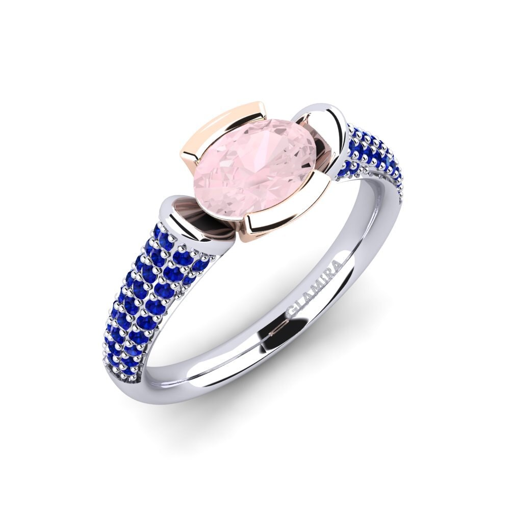 18K White & Rose Gold Rose Quartz Engagement Ring Pitha