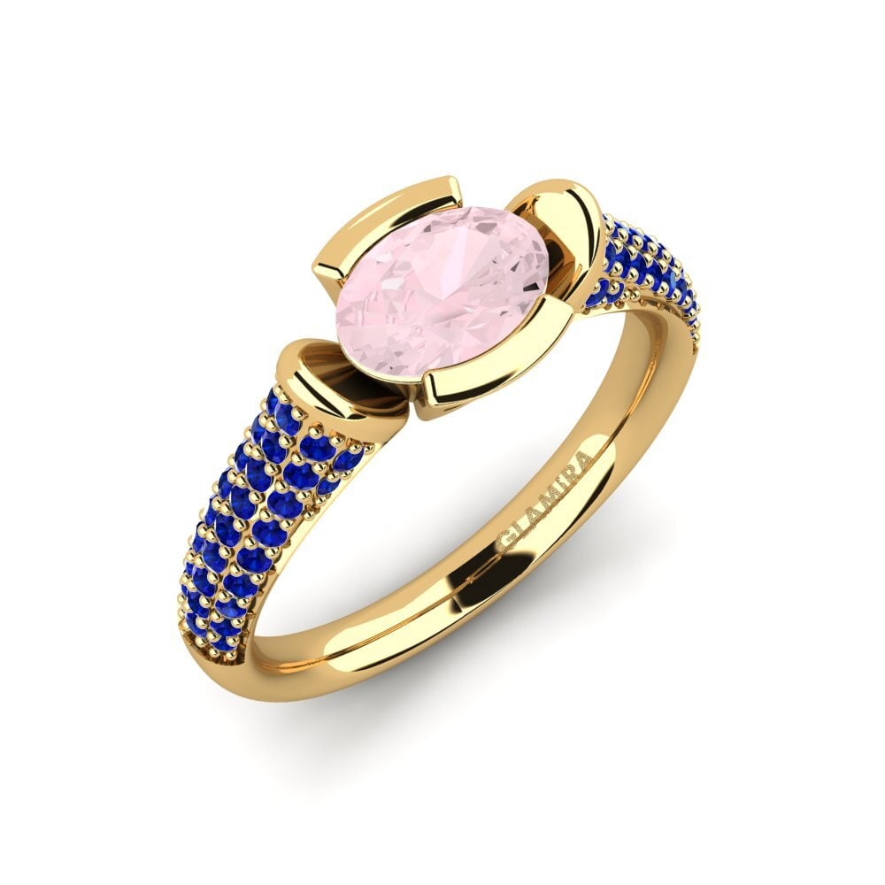 18K Yellow Gold Rose Quartz Engagement Ring Pitha