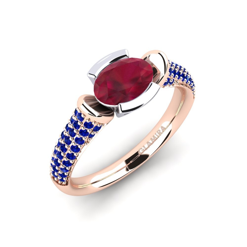 14K Rood & Wit Goud Robijn Verlovingsring Pitha