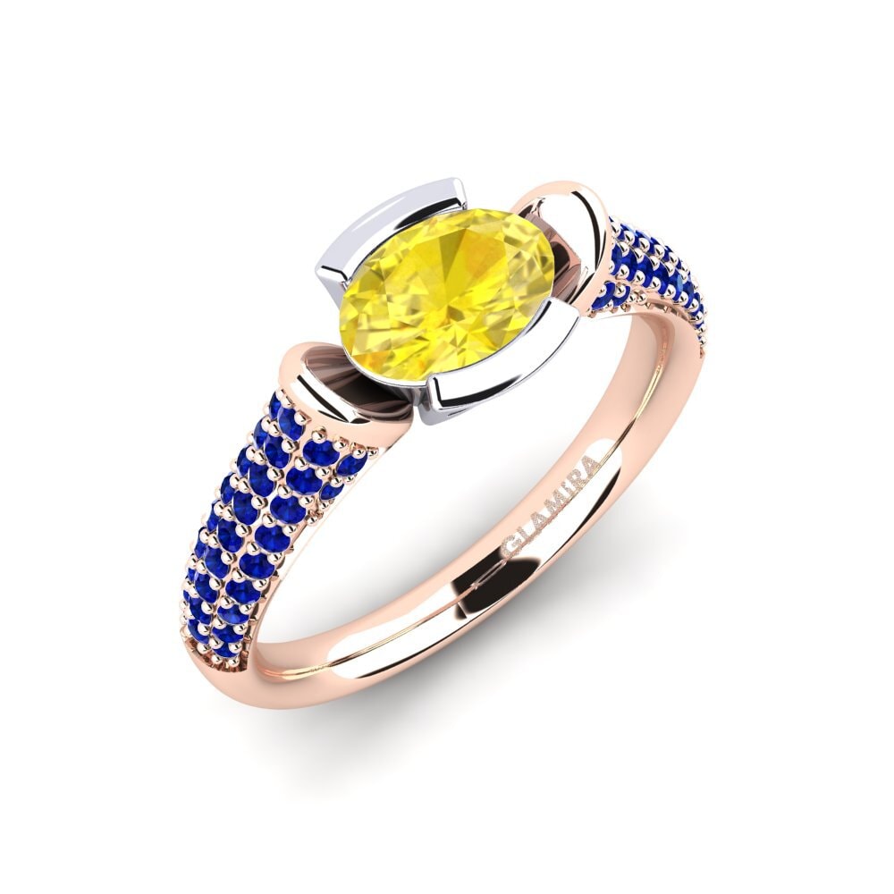 14K Rood & Wit Goud Gele Saffier Verlovingsring Pitha