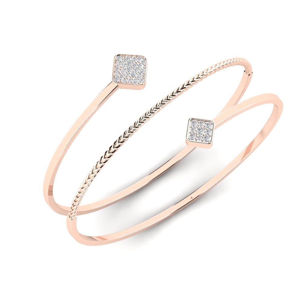 Or rose 14k Diamant Bracelet jonc femme Pixar