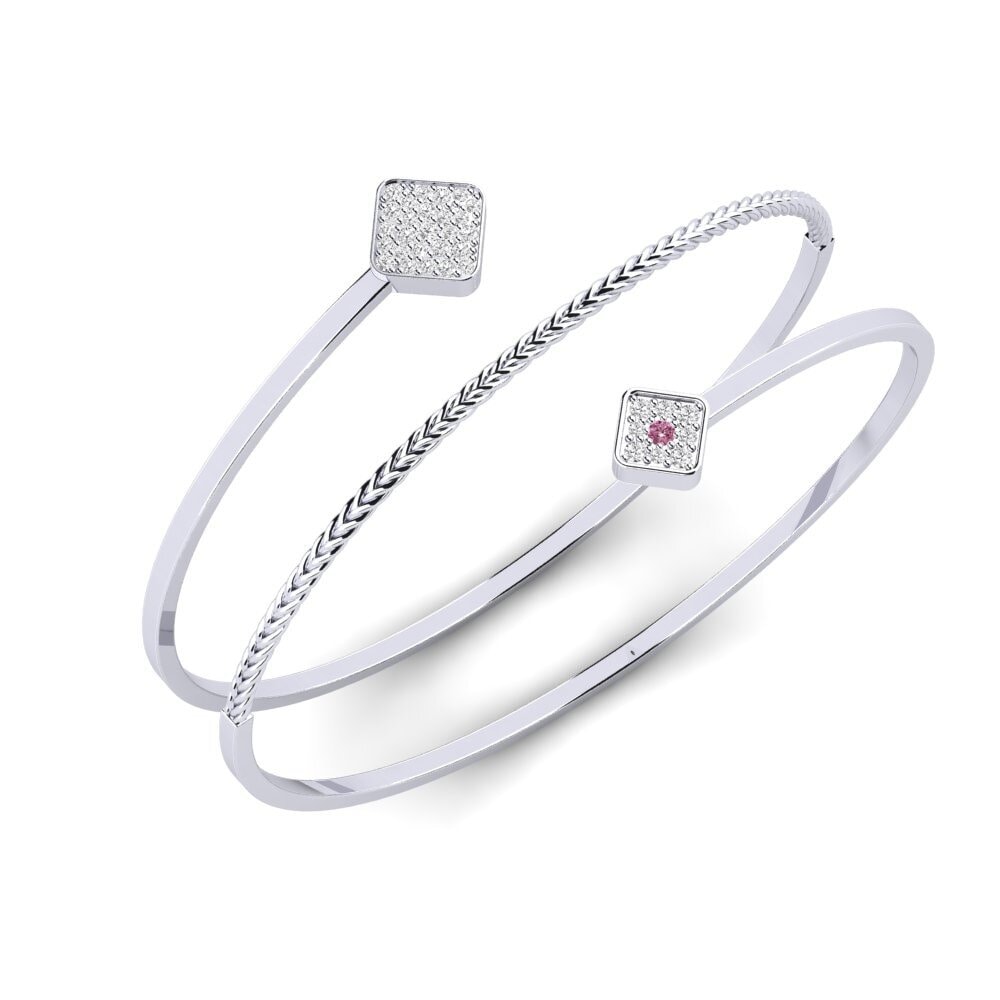 Argent Blanc Grenat de Rhodolite Bracelet jonc femme Pixar